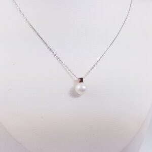 witgouden ketting met echte parel hanger