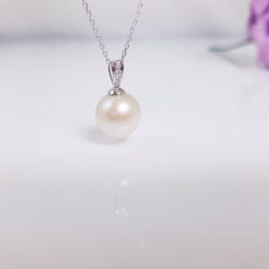 witgouden ketting met echte parel hanger