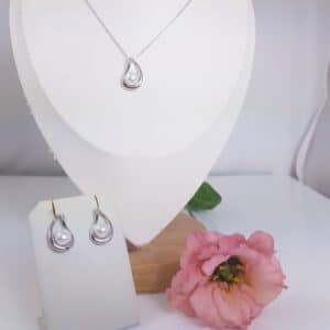 elegant setje in zilver met echte parels