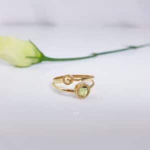 dubbele ring met peridot en citrien