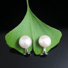 oorbelclips in zilver met echte parels