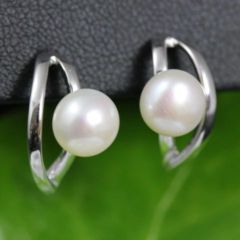 oorbellen zilver met parels, niet hangend