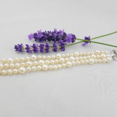 armband van 3 rijen ronde parels in verschillende diktes