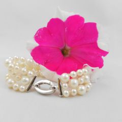 armband van 3 rijen ronde parels verschillende diktes
