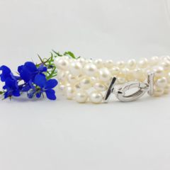 armband van 3 rijen barokke parels