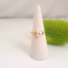 18k geelgouden parelring