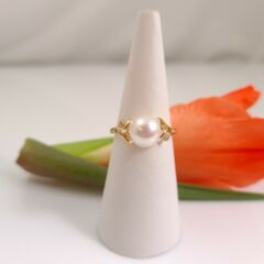 18k geelgouden parelring