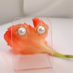 18k gouden pareloorbellen