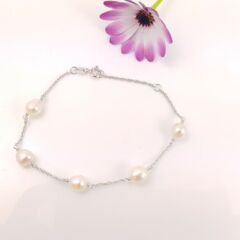zilveren armband met echte parels