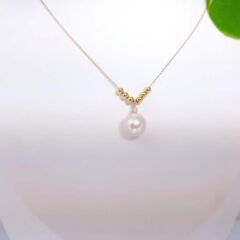 geelgouden ketting met echte parel