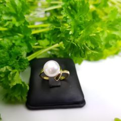 geelgouden ring met echte parel