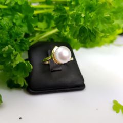 geelgouden ring met echte parel