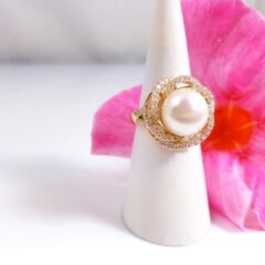 geelgouden parelring