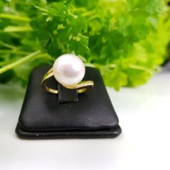 geelgouden ring met echte parel