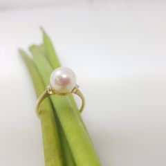klassiek model geelgouden parelring