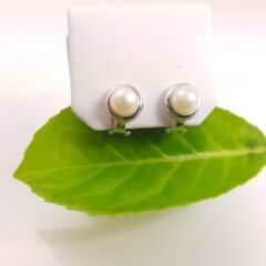 oorbelclips zilver met echte parels