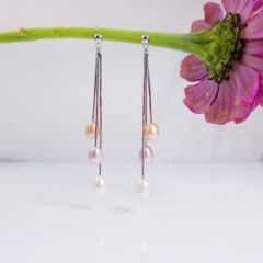 pareloorbellen zilver met roze parel