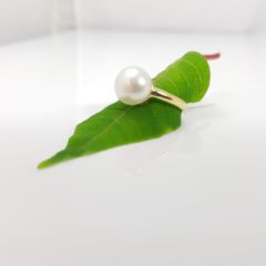 geelgouden ring met echte parel