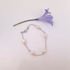 zilveren armband met echte parels