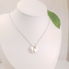 zilveren hals ketting met keshi parel