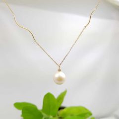 18k gouden ketting met echte parel en diamant