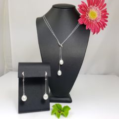 setje van echte parels in zilver