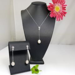 setje van echte parels in zilver