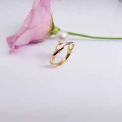dubbele gouden parelring