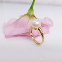 geelgouden parelring
