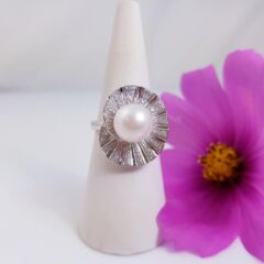 18k witgouden ring met parel