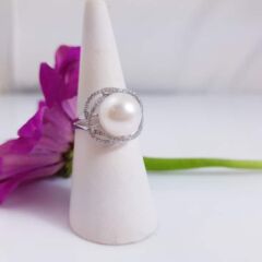 18k witgouden ring met parel