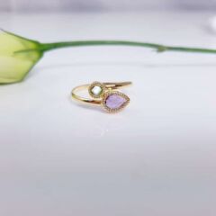 gouden ring met toermalijn en amethist