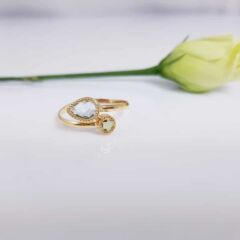 gouden ring met toermalijn en peridot
