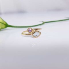 gouden ring met toermalijn en amethist